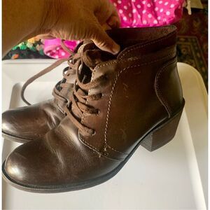 Andrea Brown Leather Booties